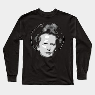 Margeret Thatcher Black and White Long Sleeve T-Shirt